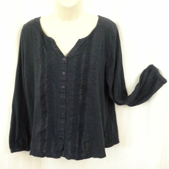 Gloria Vanderbilt Tops - Gloria Vanderbilt womens top Size L Dark blue Lace